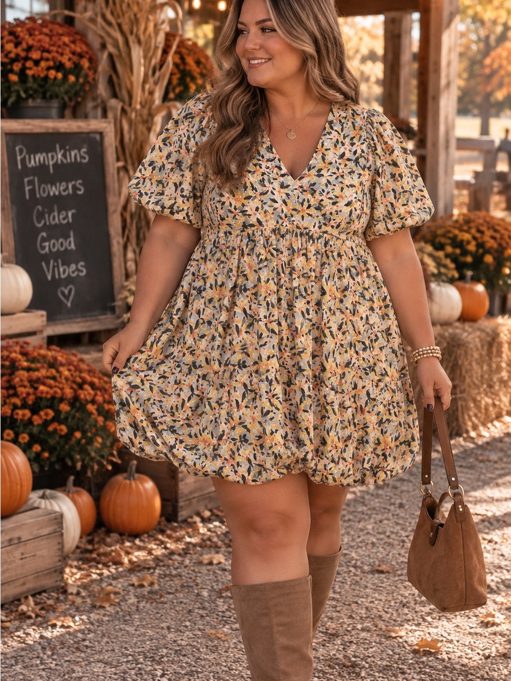 Boutique Pick! 🎀✨ Floral Puff-Sleeve Mini Dress in Yellow
